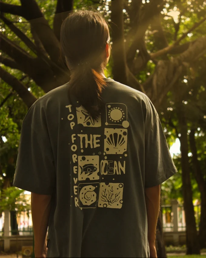 เสื้อยืดโอเวอร์ไซส์ สีพื้นสกรีนลาย เสือยืดผ้าคอตตอนแท้ - Image 4