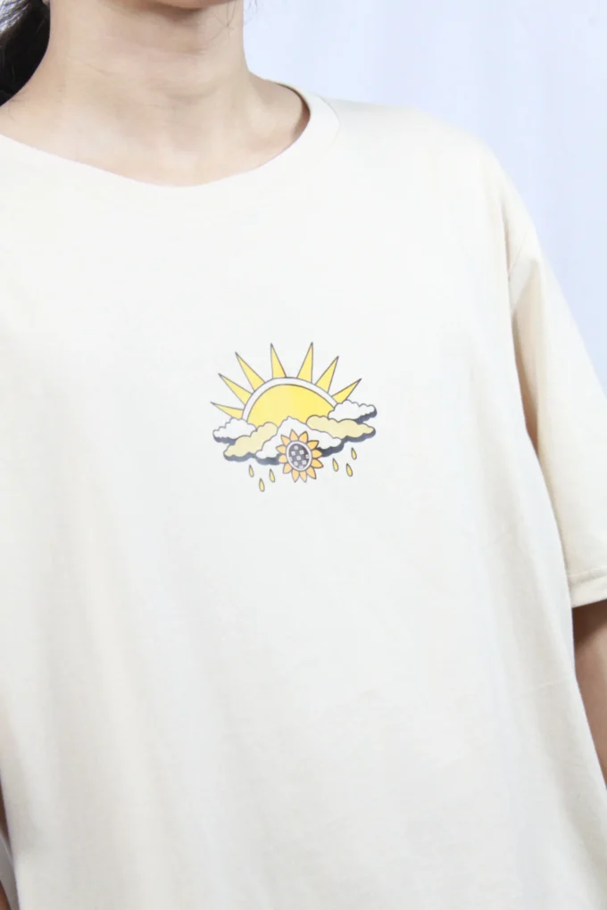 เสื้อยืดโอเวอร์ไซส์ สีพื้นสกรีนลาย เสือยืดผ้าคอตตอนแท้ - Image 3