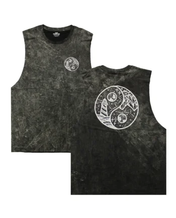 เสื้อกล้ามแขนกุดสกรีนลาย ผ้าคอตตอนฟอกขาว